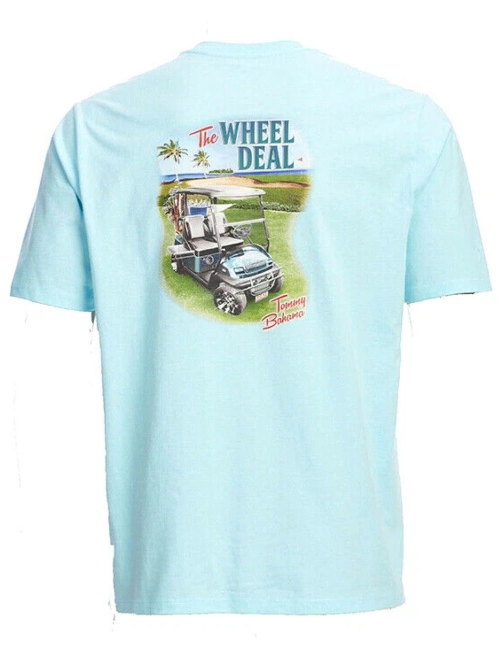 Tommy Bahama NWT Aqua Sea Sprite Blue Wheel Deal Golf Cart Shirt Sleeve T-Shirt